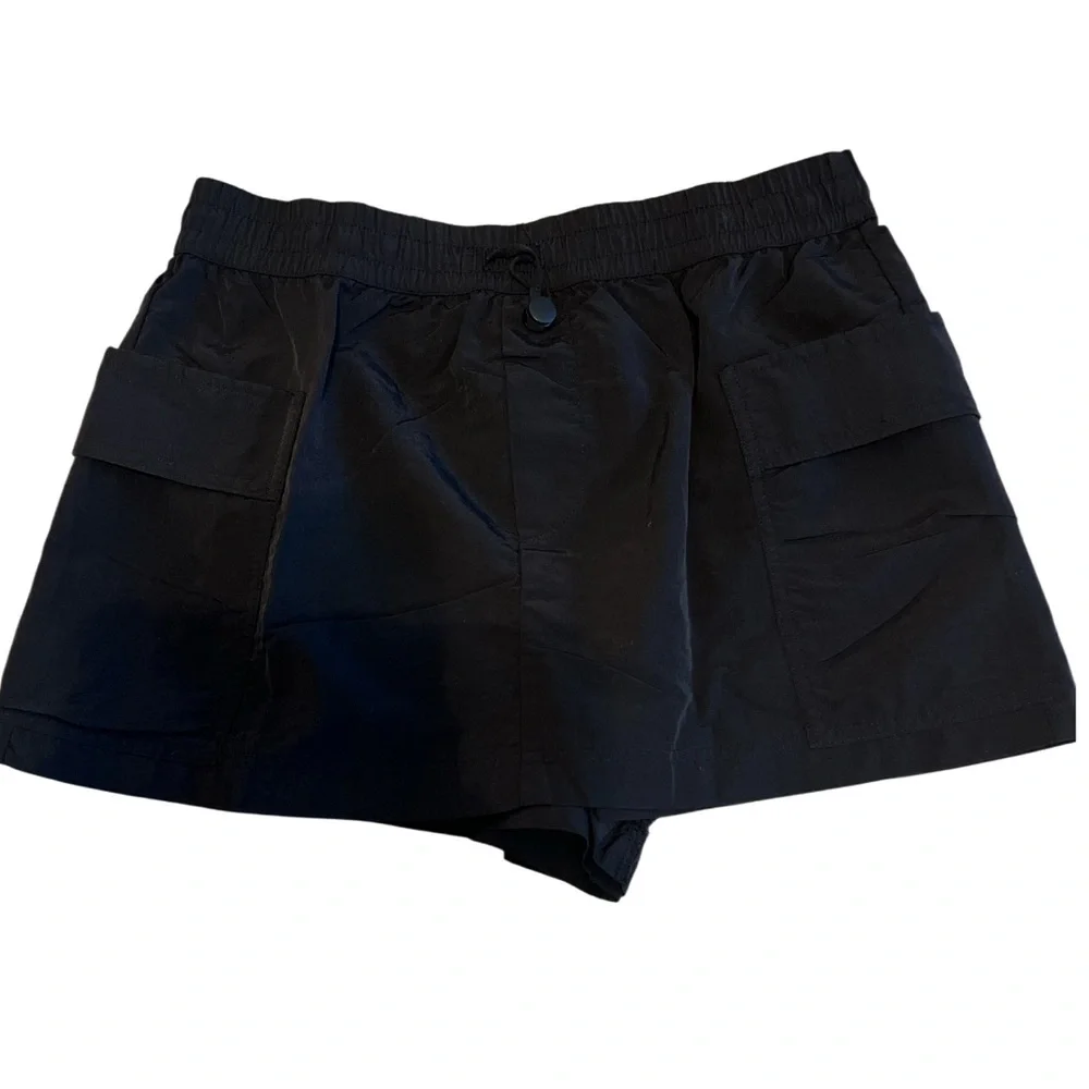 ZARA Black Skort Shorts Elastic Waist Pockets Size S‎